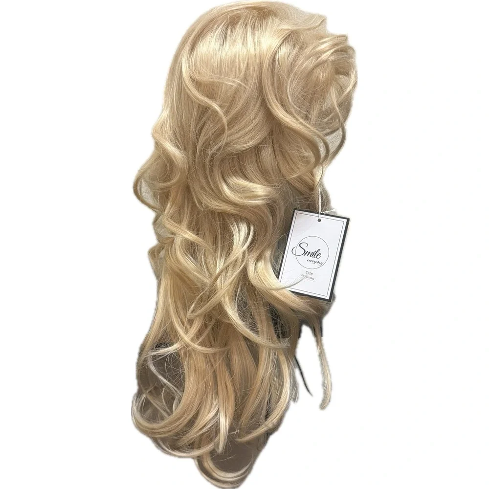 NWT Sallcks 80s Light Blonde Long Layered Wig Bangs Costume Cosplay